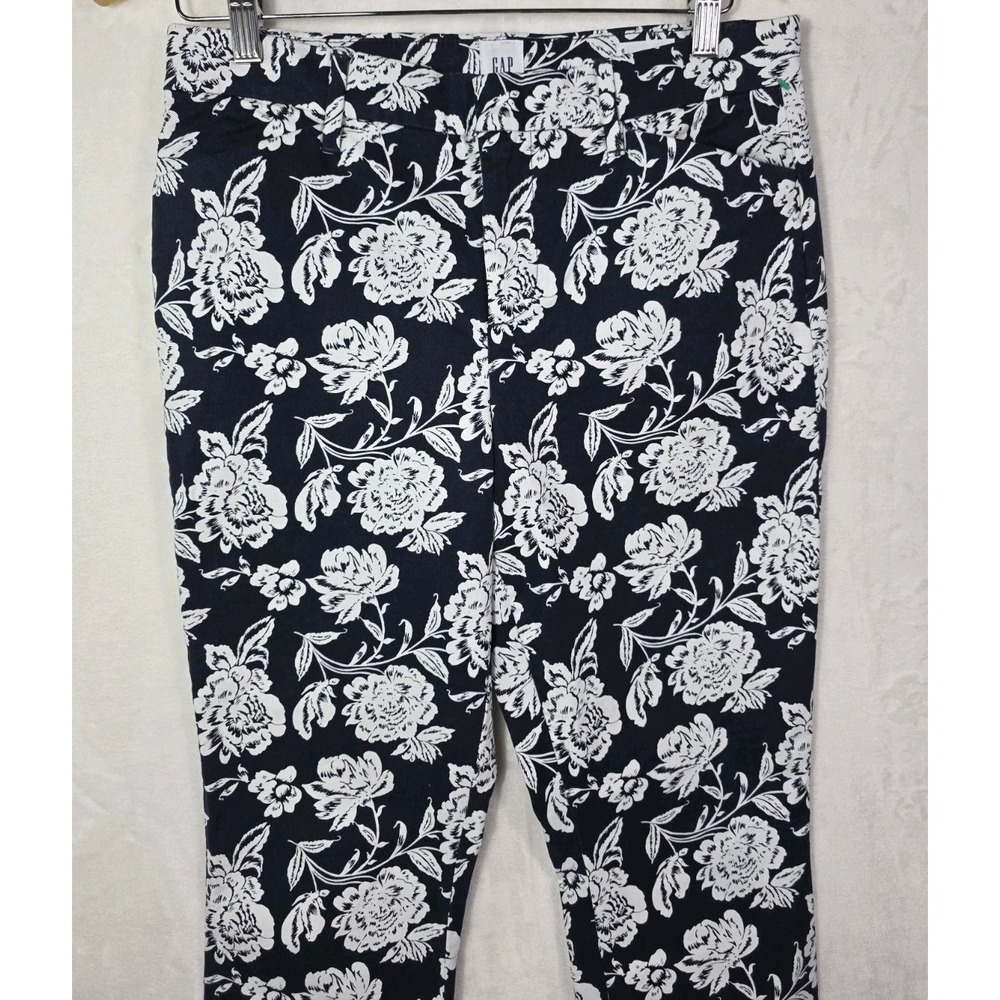 GAP Signature Skinny Ankle Khaki Floral Pants Women's Size 6 Navy White Stretch - Picture 3 of 12